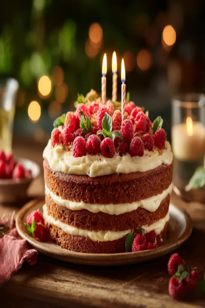 Keto friendly birthday cake with low-carb frosting