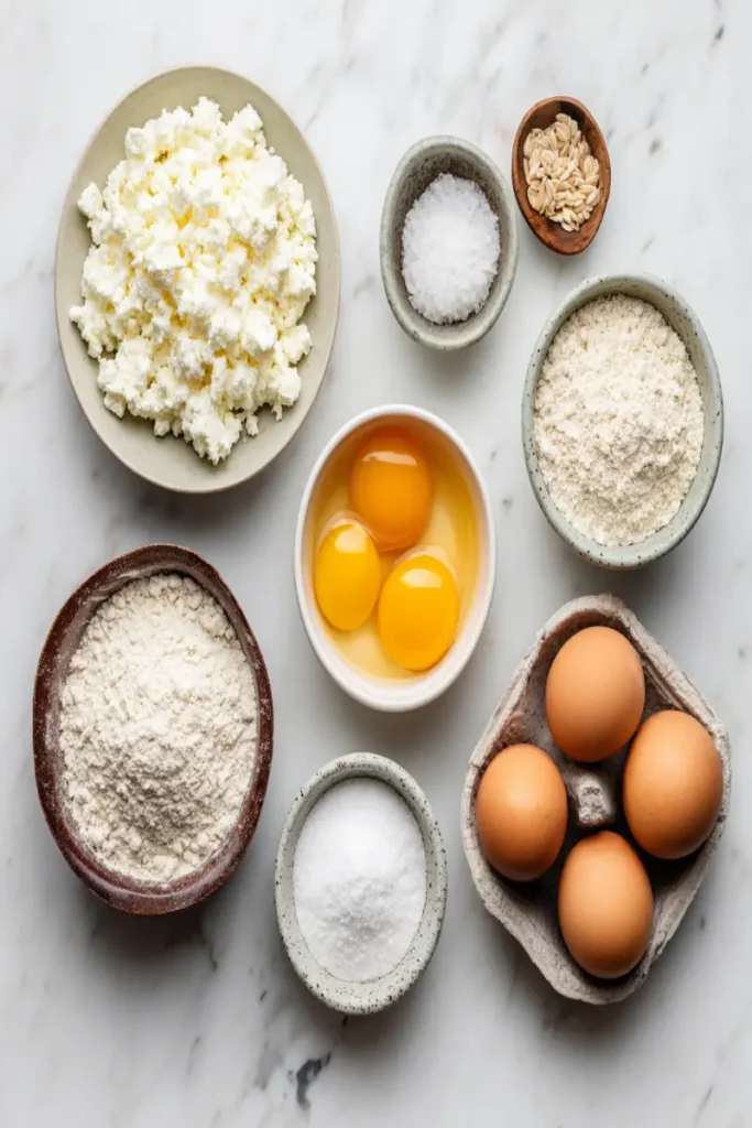 Ingredients for keto bread with cottage cheese