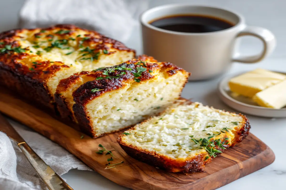 Keto bread recipes with cottage cheese loaf on table