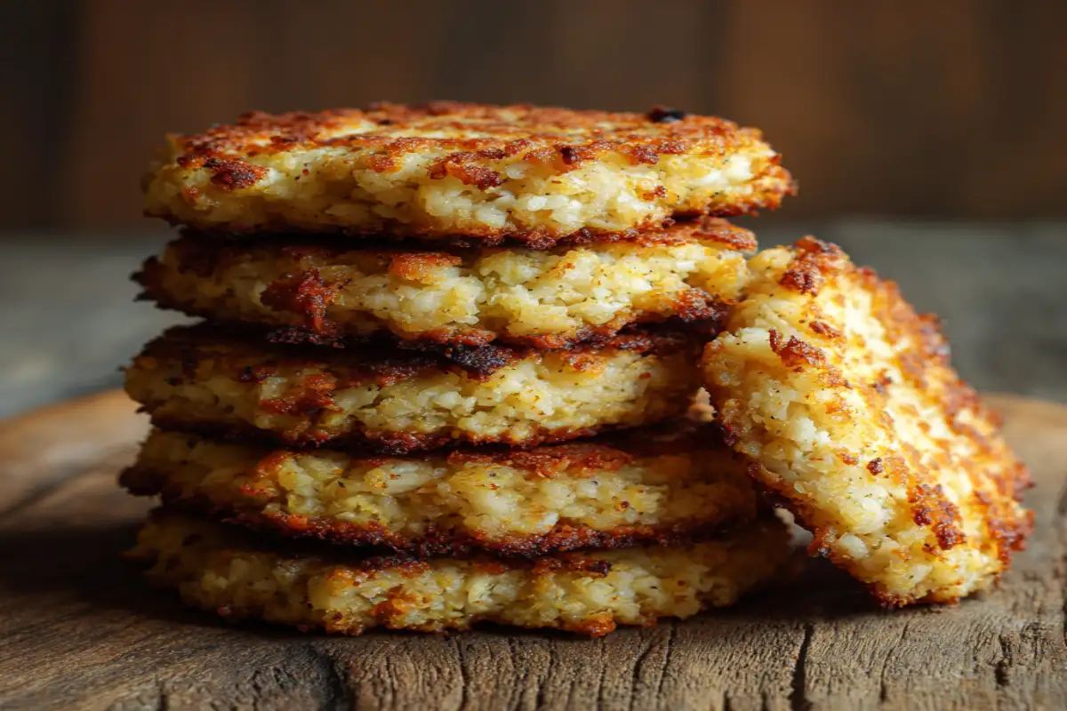 homemade keto friendly rice cakes with almond flour and cauliflower