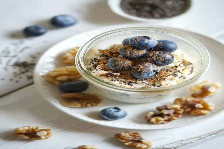Quick Keto Breakfast Ideas for Early Travel Days 11 Single serving of a cottage cheese breakfast jar with keto toppings, ready to eat.