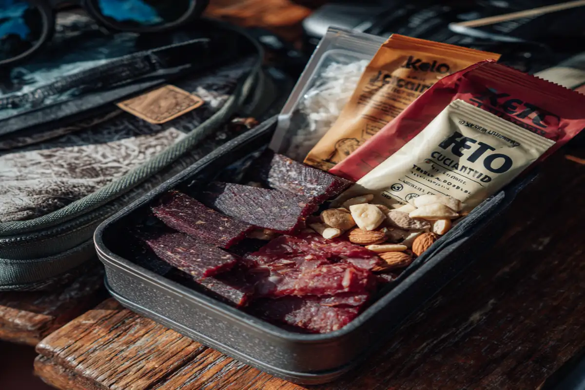 Keto travel snack box with no-refrigeration keto recipes for travelers