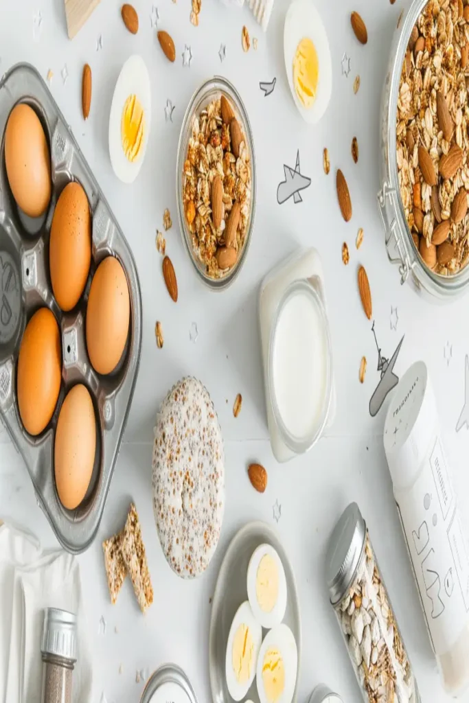 Quick Keto Breakfast Ideas for Early Travel Days 10 Grid of TSA-friendly and road-safe keto breakfast options with travel icons.